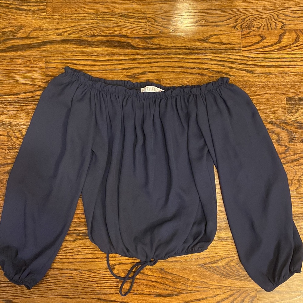 Navy Off the Shoulder Blouse
